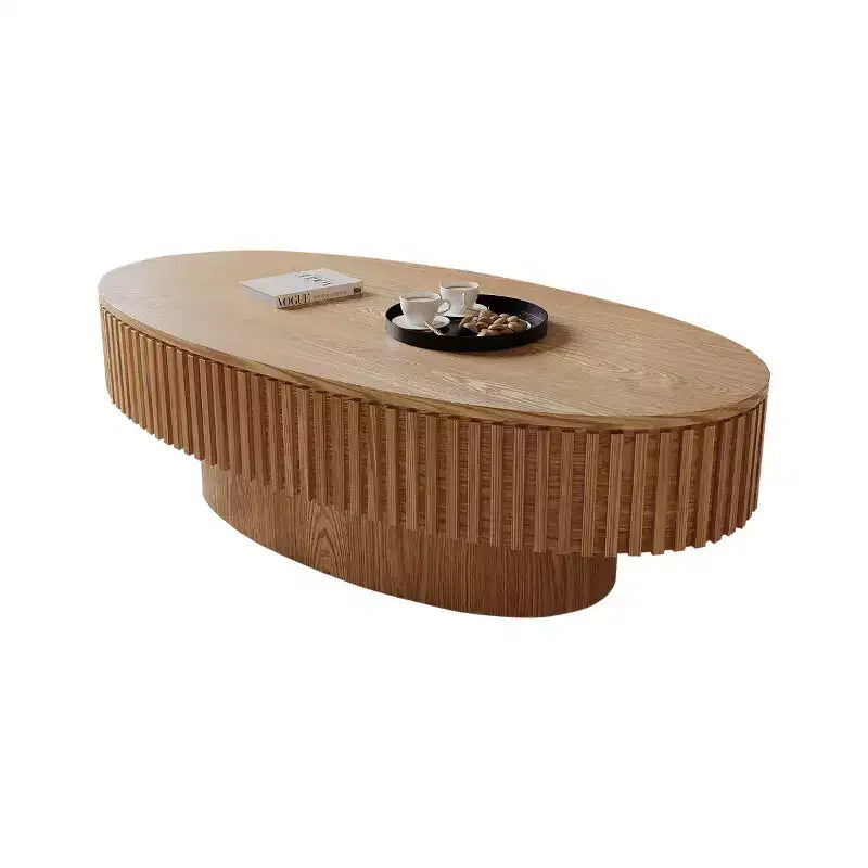Table basse ovale moderne de 47 pouces avec rangement, table d'appoint avec plateau amovible pour salon ou appartement - Panipeachy
