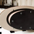 Table basse ovale moderne de 47 pouces avec rangement, table d'appoint avec plateau amovible pour salon ou appartement - Panipeachy