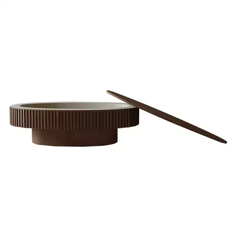 Table basse ovale moderne de 47 pouces avec rangement, table d'appoint avec plateau amovible pour salon ou appartement - Panipeachy
