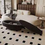 Table basse ovale moderne de 47 pouces avec rangement, table d'appoint avec plateau amovible pour salon ou appartement - Panipeachy