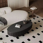 Table basse ovale moderne de 47 pouces avec rangement, table d'appoint avec plateau amovible pour salon ou appartement - Panipeachy