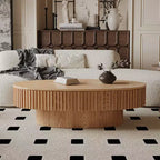 Table basse ovale moderne de 47 pouces avec rangement, table d'appoint avec plateau amovible pour salon ou appartement - Panipeachy
