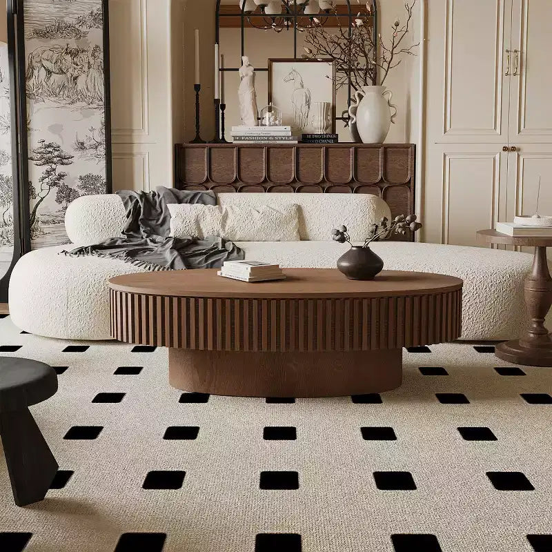 Table basse ovale moderne de 47 pouces avec rangement, table d'appoint avec plateau amovible pour salon ou appartement - Panipeachy