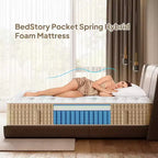 Matelas hybride Whisen 14 Queen, matelas à isolation de mouvement, matelas en mousse à mémoire de forme, ressorts ensachés