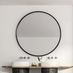 Miroir de salle de bain mural TUYOHW 39 pouces, miroir mural rond moderne avec cadre métallique pour salle de bain, chambre à coucher
