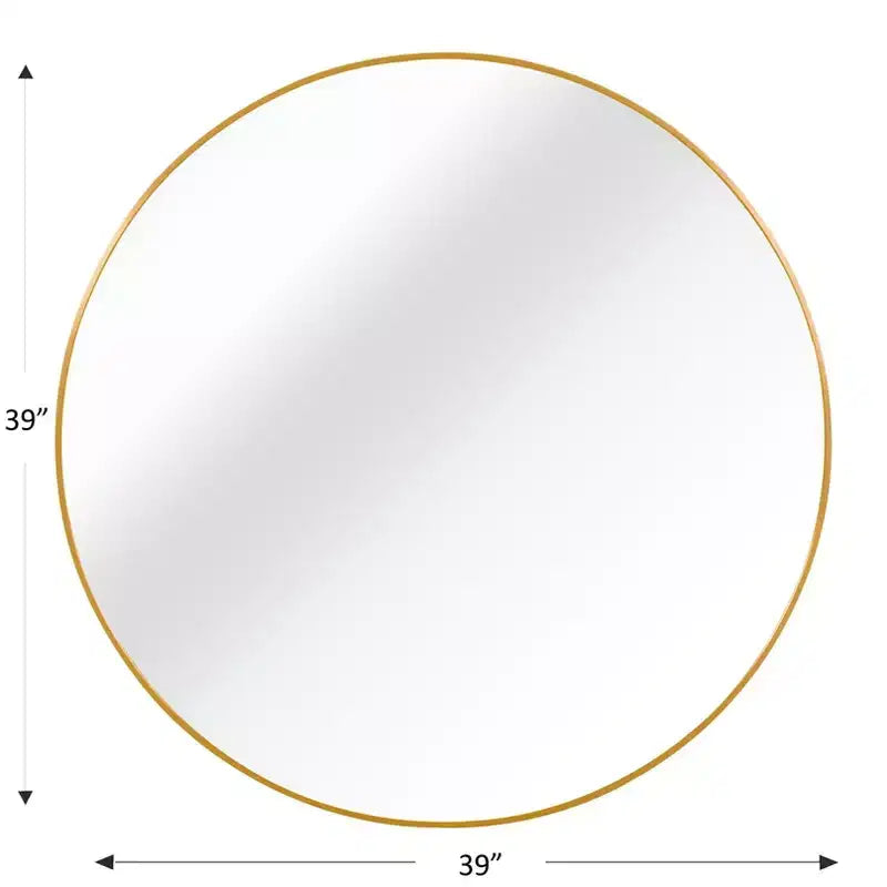 Miroir de salle de bain mural TUYOHW 39 pouces, miroir mural rond moderne avec cadre métallique pour salle de bain, chambre à coucher