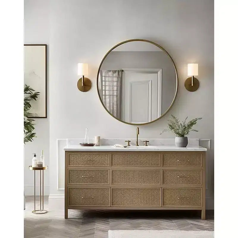 Miroir de salle de bain mural TUYOHW 39 pouces, miroir mural rond moderne avec cadre métallique pour salle de bain, chambre à coucher