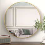 Miroir de salle de bain mural TUYOHW 39 pouces, miroir mural rond moderne avec cadre métallique pour salle de bain, chambre à coucher