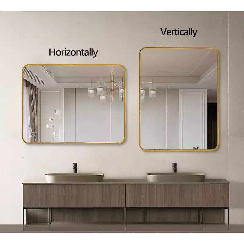Miroir mural de salle de bain TUYOHW 24x36 pouces, miroir mural de courtoisie rectangulaire moderne avec cadre en métal pour salle de bain, chambre à coucher