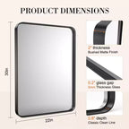 Miroir mural de salle de bain TUYOHW 24x36 pouces, miroir mural de courtoisie rectangulaire moderne avec cadre en métal pour salle de bain, chambre à coucher