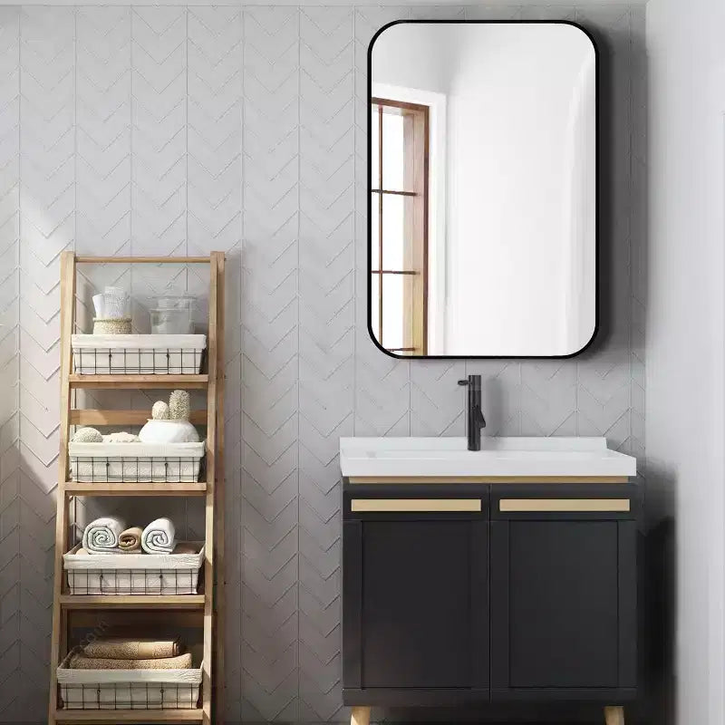 Miroir mural de salle de bain TUYOHW 24x36 pouces, miroir mural de courtoisie rectangulaire moderne avec cadre en métal pour salle de bain, chambre à coucher