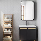 Miroir mural de salle de bain TUYOHW 24x36 pouces, miroir mural de courtoisie rectangulaire moderne avec cadre en métal pour salle de bain, chambre à coucher