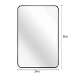 Miroir mural de salle de bain TUYOHW 24x36 pouces, miroir mural de courtoisie rectangulaire moderne avec cadre en métal pour salle de bain, chambre à coucher