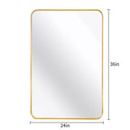 Miroir mural de salle de bain TUYOHW 24x36 pouces, miroir mural de courtoisie rectangulaire moderne avec cadre en métal pour salle de bain, chambre à coucher