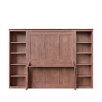 Lit escamotable grand format Whisen avec cadre de lit et bureau-bibliothèque, design compact