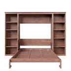 Lit escamotable grand format Whisen avec cadre de lit et bureau-bibliothèque, design compact