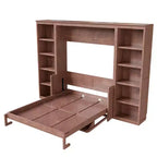 Lit escamotable grand format Whisen avec cadre de lit et bureau-bibliothèque, design compact