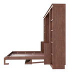 Lit escamotable grand format Whisen avec cadre de lit et bureau-bibliothèque, design compact