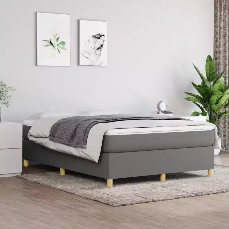 Bed Frame Dark Gray Fabric (100% polyester), plywood, engineered wood