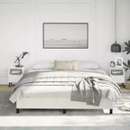 Cadre de lit Cuir synthétique blanc, contreplaqué, bois manufacturé King