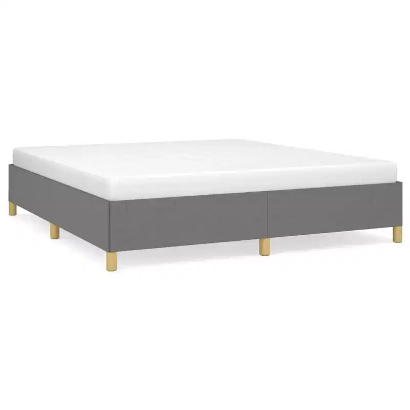 Structure de lit Gris foncé Tissu polyester, contreplaqué, bois composite King