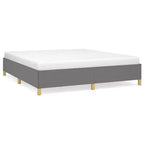 Structure de lit Gris foncé Tissu polyester, contreplaqué, bois composite King