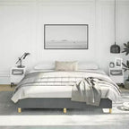 Structure de lit Gris foncé Tissu polyester, contreplaqué, bois composite King