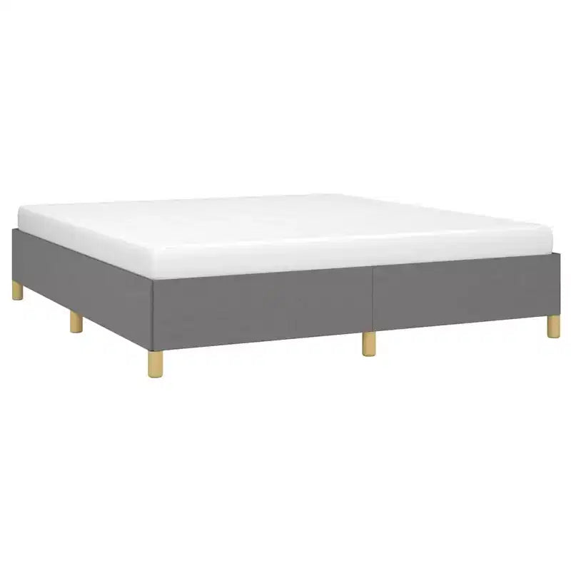 Structure de lit Gris foncé Tissu polyester, contreplaqué, bois composite King