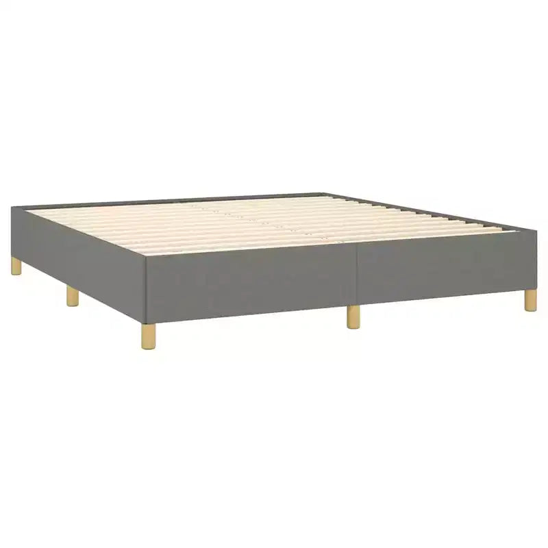 Structure de lit Gris foncé Tissu polyester, contreplaqué, bois composite King