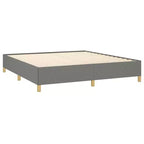 Structure de lit Gris foncé Tissu polyester, contreplaqué, bois composite King