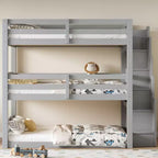 Lit superposé triple double Whisen avec escalier de rangement, conception séparée