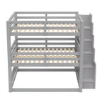 Lit superposé triple double Whisen avec escalier de rangement, conception séparée