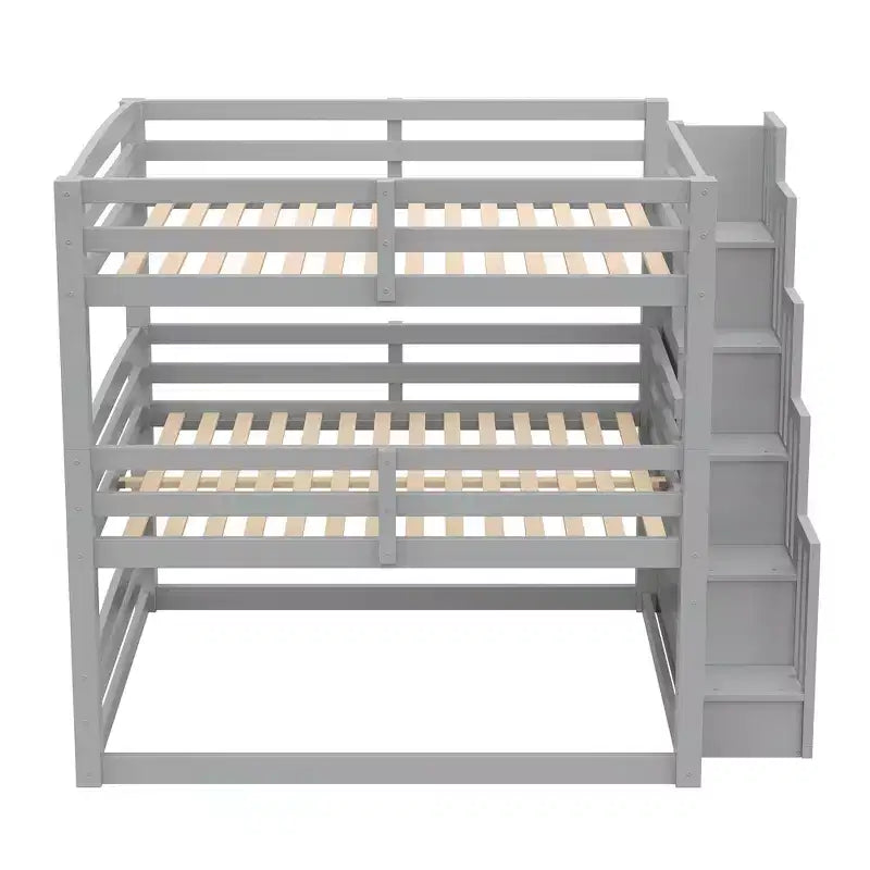 Lit superposé triple double Whisen avec escalier de rangement, conception séparée