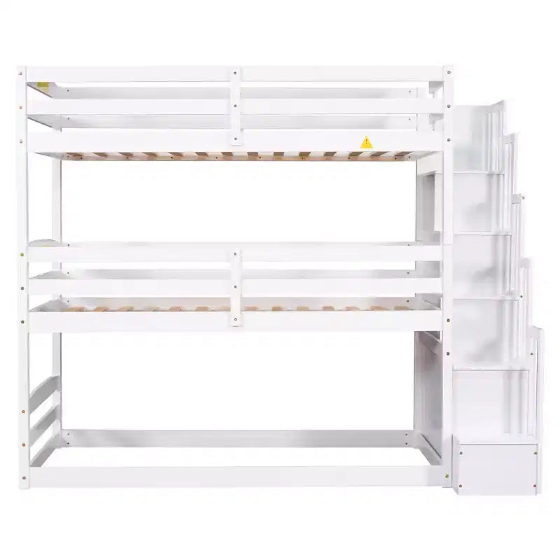 Lit superposé triple double Whisen avec escalier de rangement, conception séparée