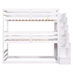 Lit superposé triple double Whisen avec escalier de rangement, conception séparée