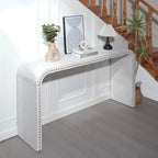 Console de 59 pouces avec rebord perlé, Table d'entrée longue et incurvée style ferme bohème pour salon, hall d'entrée - Panipeachy