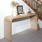 Console de 59 pouces avec rebord perlé, Table d'entrée longue et incurvée style ferme bohème pour salon, hall d'entrée - Panipeachy