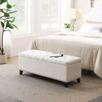 Banc de rangement TUYOHW 47,5, banc de bout de lit Teddy touffeté avec charnière de sécurité, ottoman pour salon, entrée, capacité de 227 kg