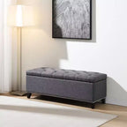 Banc de rangement TUYOHW 47,5, banc de bout de lit Teddy touffeté avec charnière de sécurité, ottoman pour salon, entrée, capacité de 227 kg