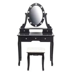 Coiffeuse, Ensemble de coiffeuse pour filles avec miroir éclairé et tabouret, Table de maquillage avec 5 tiroirs, Coiffeuse