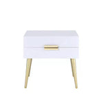 Table d'appoint carrée Royal Hampton avec tiroirs, Blanc et Or