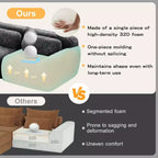 Canapés sectionnels sans accoudoirs en tissu peluche en forme de U, couleur Kaki Clair, 149 pouces, avec coussins décoratifs et 2 poufs (Connexion par boucles)