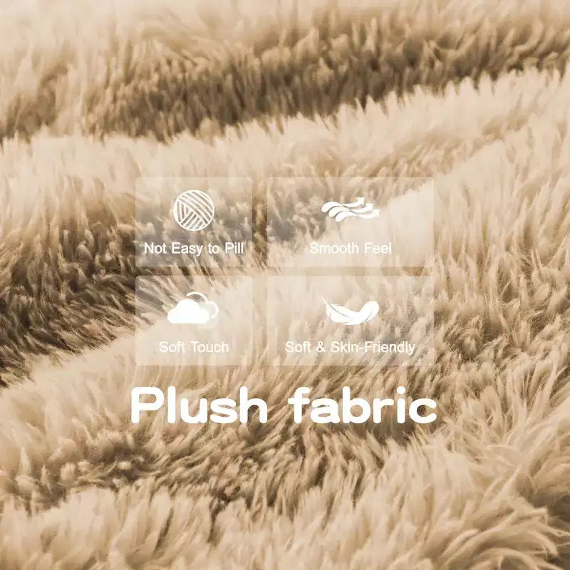 Canapés sectionnels sans accoudoirs en tissu peluche en forme de U, couleur Kaki Clair, 149 pouces, avec coussins décoratifs et 2 poufs (Connexion par boucles)