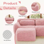 Canapés sectionnels sans accoudoirs en tissu peluche en forme de U, couleur Kaki Clair, 149 pouces, avec coussins décoratifs et 2 poufs (Connexion par boucles)