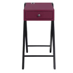 Table d'appoint Royal Hampton avec pieds en X et 1 tiroir, violet et noir