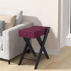 Table d'appoint Royal Hampton avec pieds en X et 1 tiroir, violet et noir