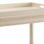 Table plateau en bois à 2 niveaux de 32 pouces avec roulettes, blanc antique - BM157309