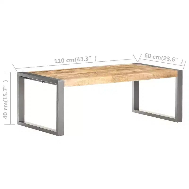 vidaXL Table basse gris bois de manguier brut Table basse durable de taille moyenne