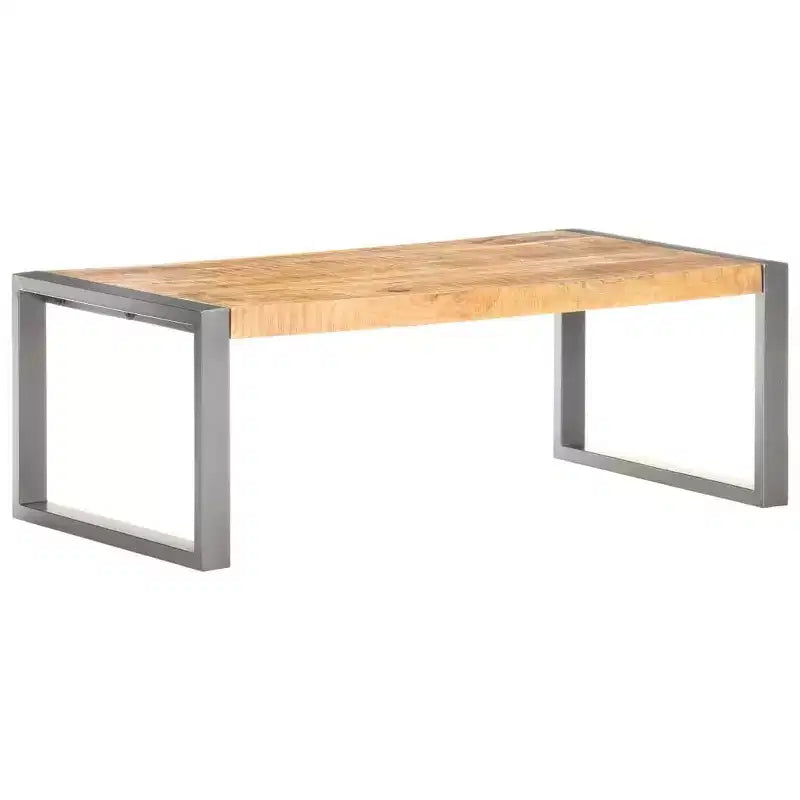 vidaXL Table basse gris bois de manguier brut Table basse durable de taille moyenne