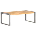 vidaXL Table basse gris bois de manguier brut Table basse durable de taille moyenne